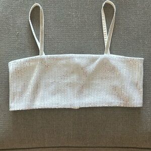 NWOT White SHEIN Small Sequin Bra Top with Rhinestone Straps